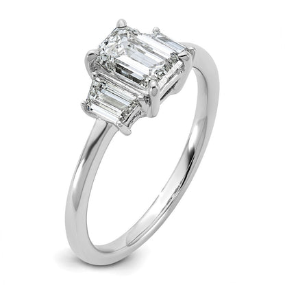 14K Weißgold 3/8ct Im Labor Gezüchtet Diamant Vs+ F+ Halbfassung Smaragd Mittig Ring