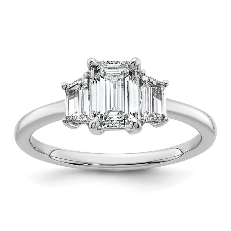 14K Weißgold 1 3/8 Karat Im Labor Gezüchtet Diamant Vs+ F+ Komplett Smaragd und Trapezoid Verlobungsring