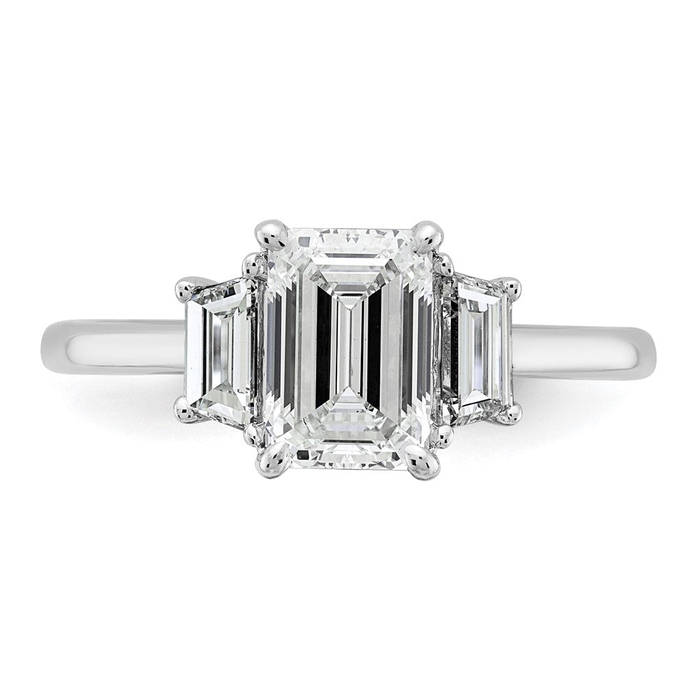 14K Weißgold 1/2ct Im Labor Gezüchtet Diamant Vs+ F+ Halbfassung Smaragd Mittig Ring