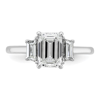 14K Weißgold 1/2ct Im Labor Gezüchtet Diamant Vs+ F+ Halbfassung Smaragd Mittig Ring