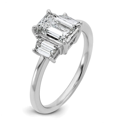 14K Weißgold 1/2ct Im Labor Gezüchtet Diamant Vs+ F+ Halbfassung Smaragd Mittig Ring