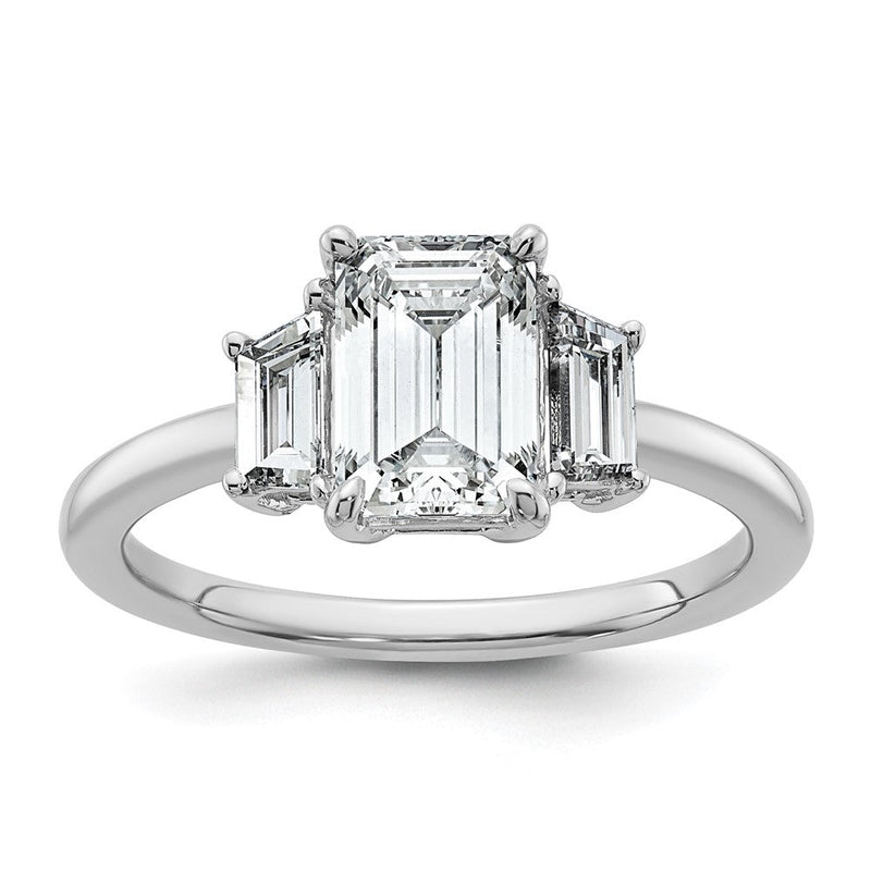 14K Weißgold 2 Karat Im Labor Gezüchtet Diamant Vs+ F+ Komplett Smaragd und Trapezoid Verlobungsring