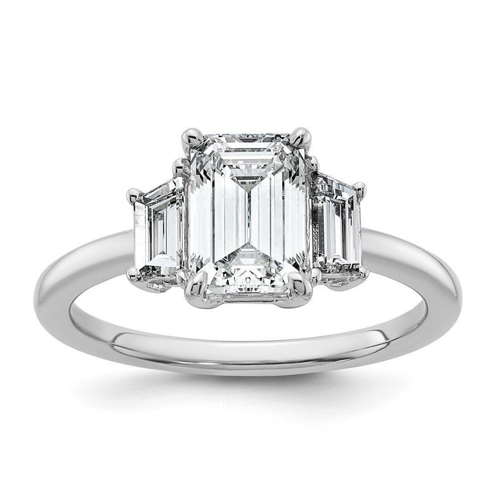 14K Weißgold 1/2ct Im Labor Gezüchtet Diamant Vs+ F+ Halbfassung Smaragd Mittig Ring