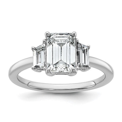 14K Weißgold 1/2ct Im Labor Gezüchtet Diamant Vs+ F+ Halbfassung Smaragd Mittig Ring