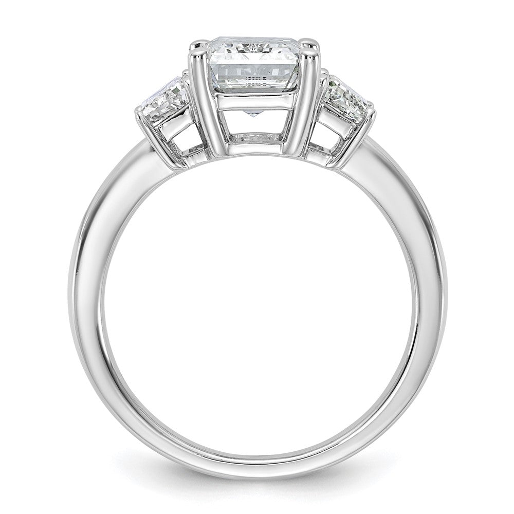 14K Weißgold 3/4ct Im Labor Gezüchtet Diamant Vs+ F+ Halbfassung Smaragd Mittig Ring