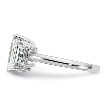 14K Weißgold 3/4ct Im Labor Gezüchtet Diamant Vs+ F+ Halbfassung Smaragd Mittig Ring