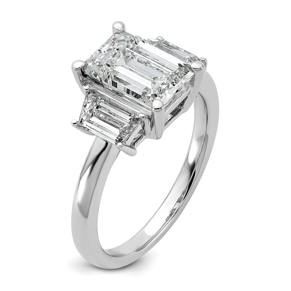 14K Weißgold 3/4ct Im Labor Gezüchtet Diamant Vs+ F+ Halbfassung Smaragd Mittig Ring