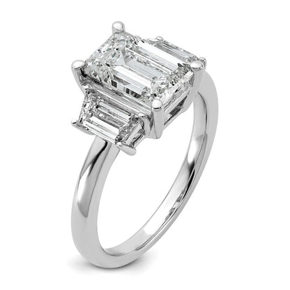 14K Weißgold 3/4ct Im Labor Gezüchtet Diamant Vs+ F+ Halbfassung Smaragd Mittig Ring