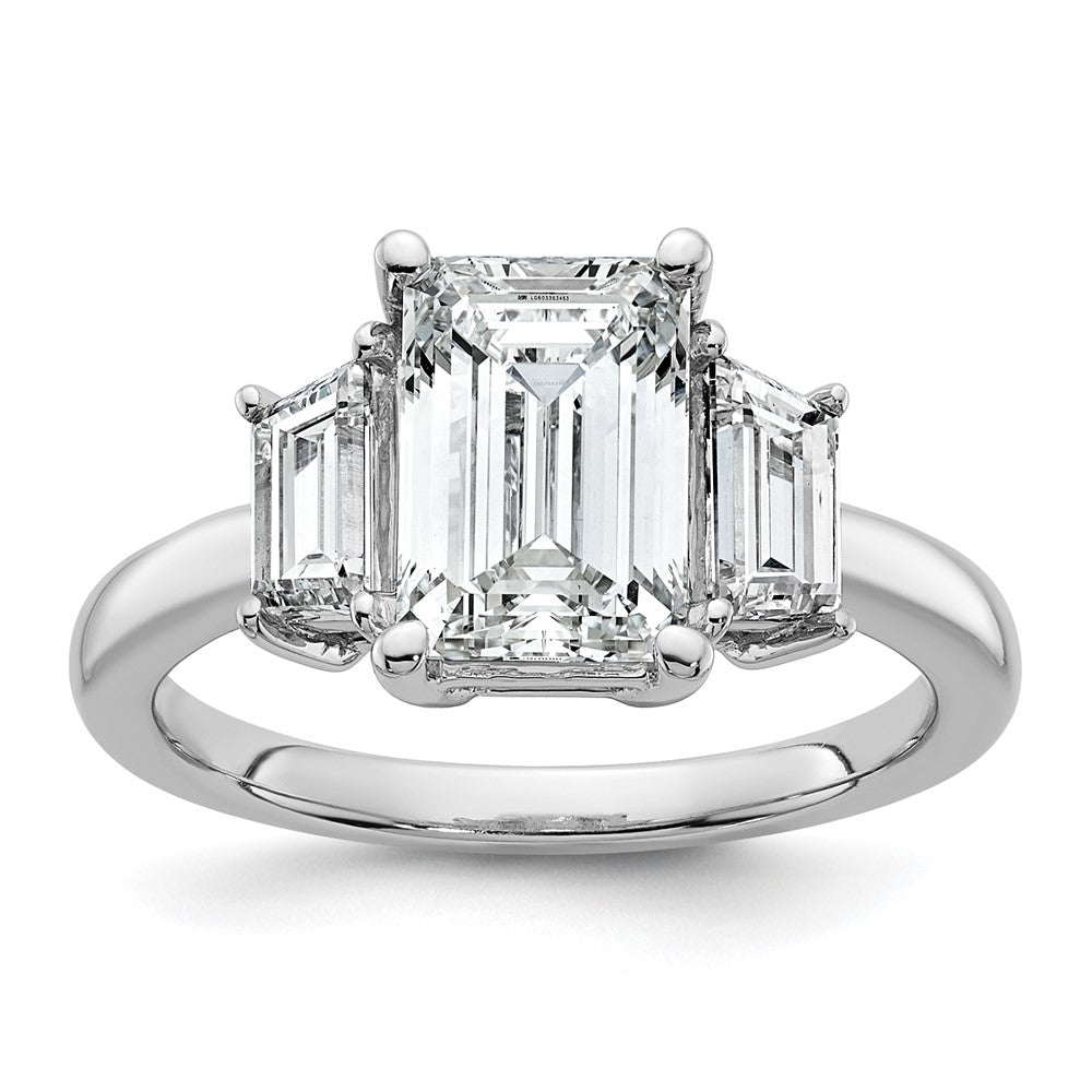 14K Weißgold 3/4ct Im Labor Gezüchtet Diamant Vs+ F+ Halbfassung Smaragd Mittig Ring
