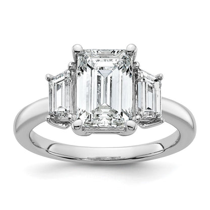 14K Weißgold 3/4ct Im Labor Gezüchtet Diamant Vs+ F+ Halbfassung Smaragd Mittig Ring