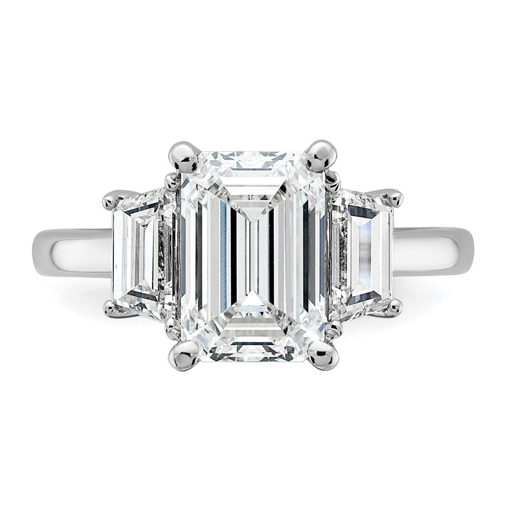 14K Weißgold 1ct Im Labor Gezüchtet Diamant Vs+ F+ Halbfassung Smaragd Mittig Ring