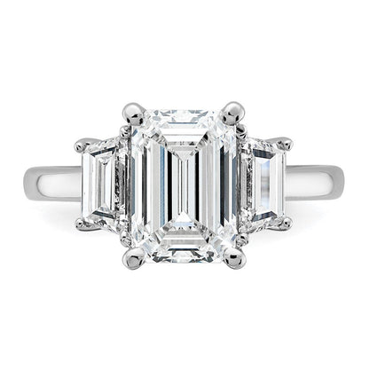 14K Weißgold 1ct Im Labor Gezüchtet Diamant Vs+ F+ Halbfassung Smaragd Mittig Ring