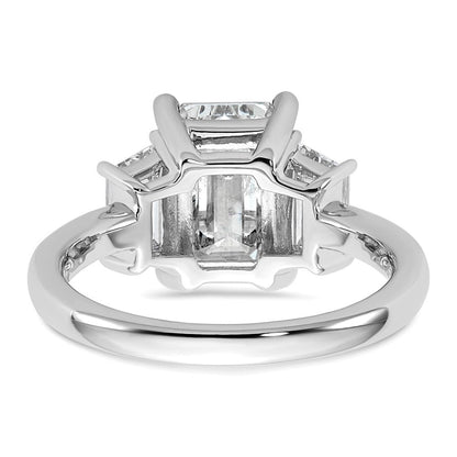 14K Weißgold 1ct Im Labor Gezüchtet Diamant Vs+ F+ Halbfassung Smaragd Mittig Ring