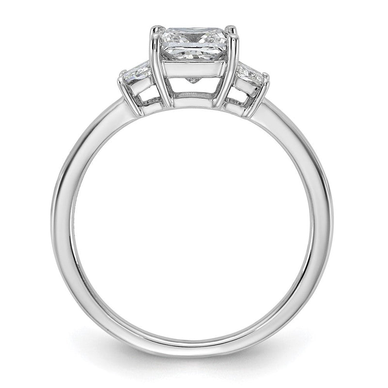 14K Weißgold 3/8 Karat Im Labor Gezüchtet Diamant Vs+ F+ Trapezoid 1 Karat Princess Mittig Halbfassung Dreistein Verlobungsring
