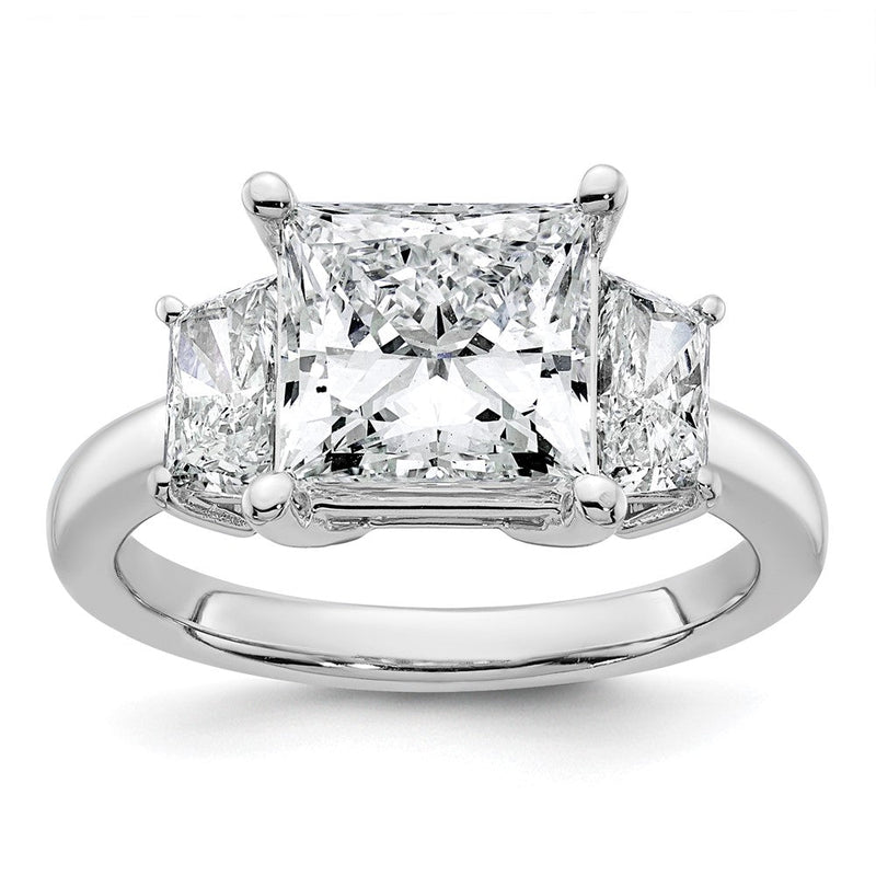 14K Weißgold 4 Karat Im Labor Gezüchtet Diamant Vs+ F+ Princess und Trapezoid Komplett Dreistein Verlobungsring