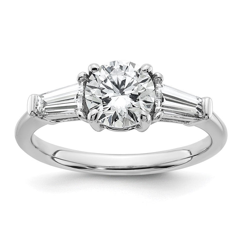 14K Weißgold 1 1/2 Karat Im Labor Gezüchtet Diamant Vs+ F+ Rund und Verjüngt Baguette Komplett Dreistein Verlobungsring