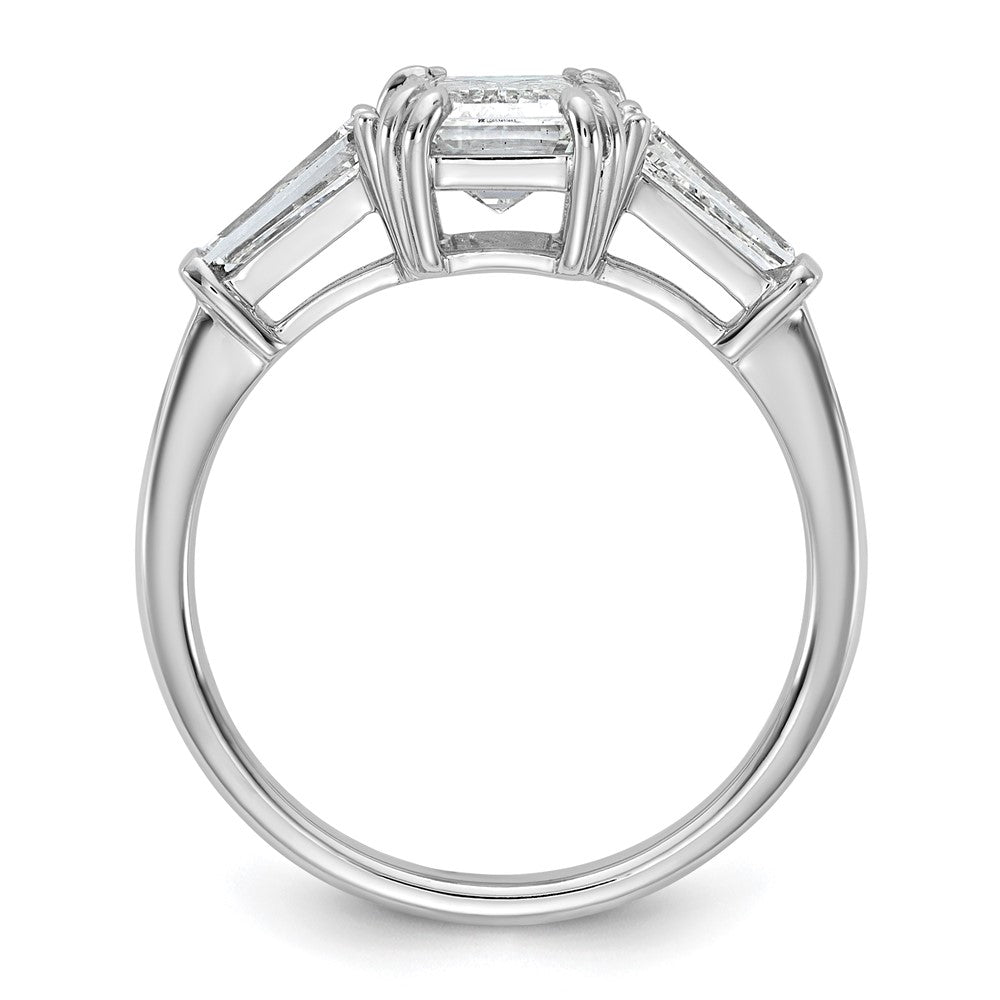 14K Weißgold 3/4ct Im Labor Gezüchtet Diamant Vs+ F+ Smaragd Mittig Halbfassung Eng Ring