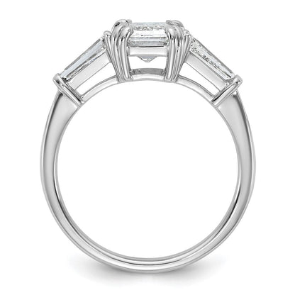 14K Weißgold 3/4ct Im Labor Gezüchtet Diamant Vs+ F+ Smaragd Mittig Halbfassung Eng Ring