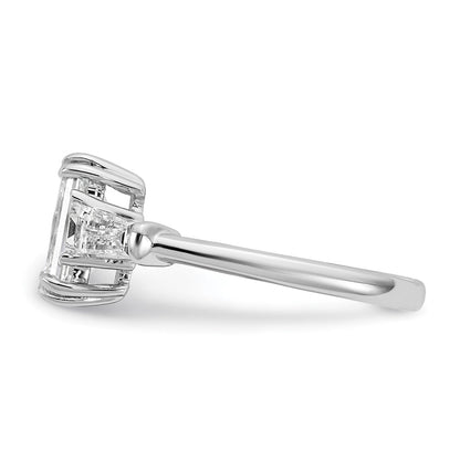14K Weißgold 3/4ct Im Labor Gezüchtet Diamant Vs+ F+ Smaragd Mittig Halbfassung Eng Ring