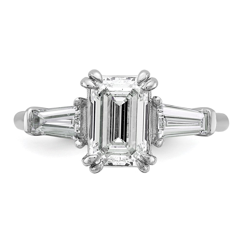 14K Weißgold 3/4ct Im Labor Gezüchtet Diamant Vs+ F+ Smaragd Mittig Halbfassung Eng Ring