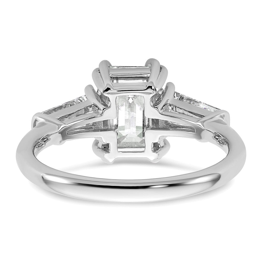 14K Weißgold 3/4ct Im Labor Gezüchtet Diamant Vs+ F+ Smaragd Mittig Halbfassung Eng Ring