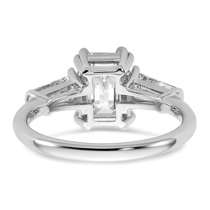 14K Weißgold 3/4ct Im Labor Gezüchtet Diamant Vs+ F+ Smaragd Mittig Halbfassung Eng Ring