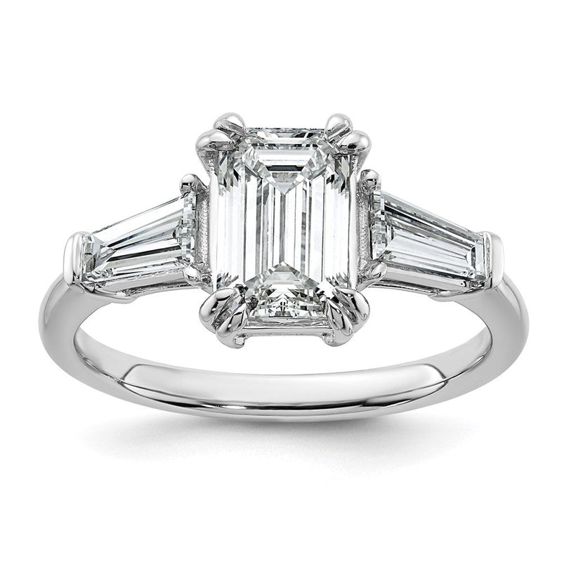 14K Weißgold 2 1/5 Karat Im Labor Gezüchtet Diamant Vs+ F+ Komplett Smaragd und Verjüngt Baguette Verlobungsring