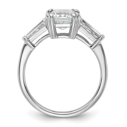 14K Weißgold 7/8ct Im Labor Gezüchtet Diamant Vs+ F+ Smaragd Mittig Halbfassung Eng Ring