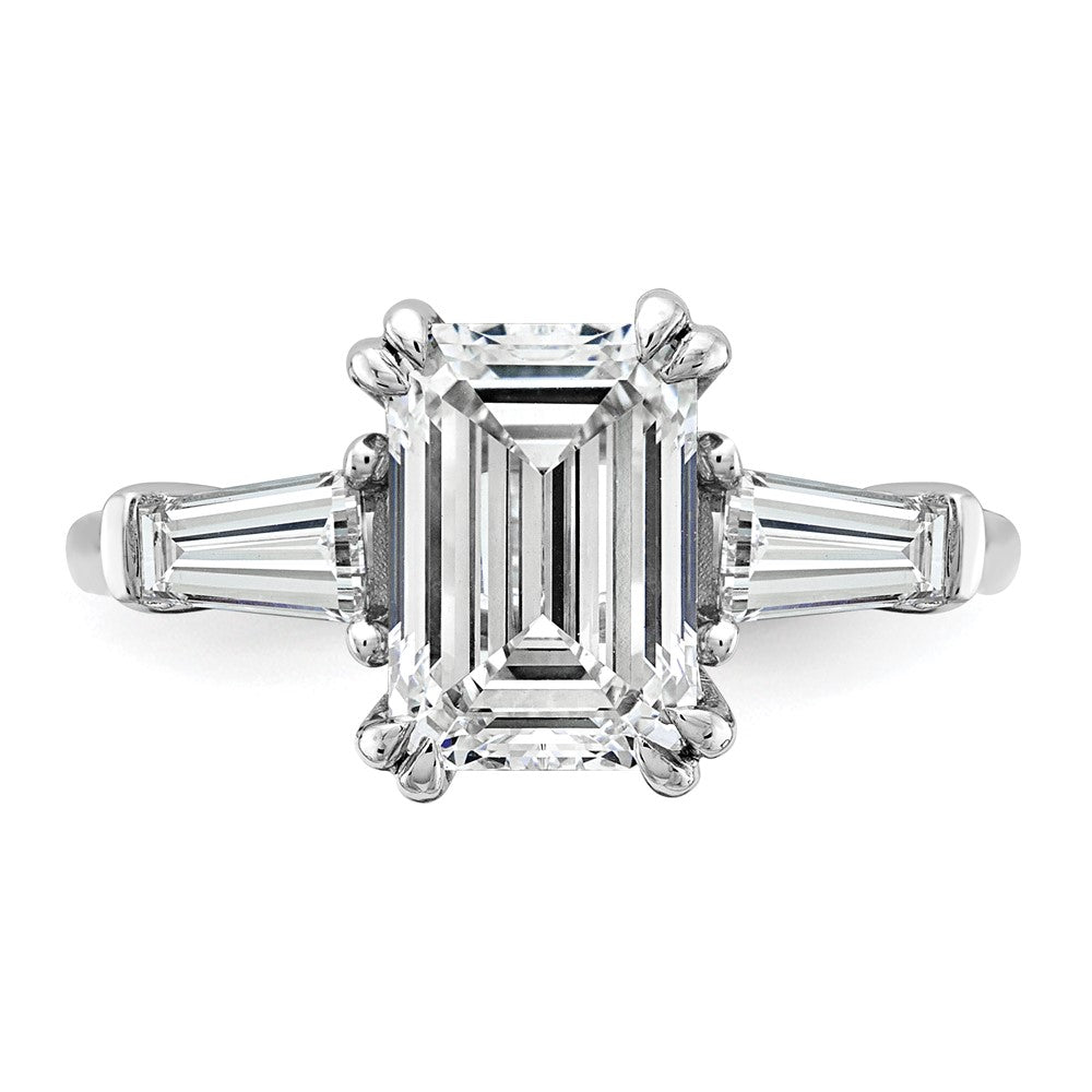14K Weißgold 7/8ct Im Labor Gezüchtet Diamant Vs+ F+ Smaragd Mittig Halbfassung Eng Ring