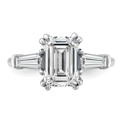 14K Weißgold 7/8ct Im Labor Gezüchtet Diamant Vs+ F+ Smaragd Mittig Halbfassung Eng Ring