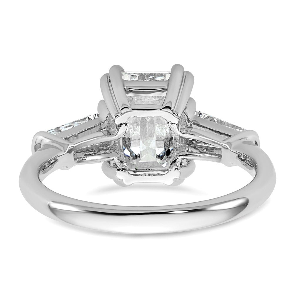 14K Weißgold 7/8ct Im Labor Gezüchtet Diamant Vs+ F+ Smaragd Mittig Halbfassung Eng Ring