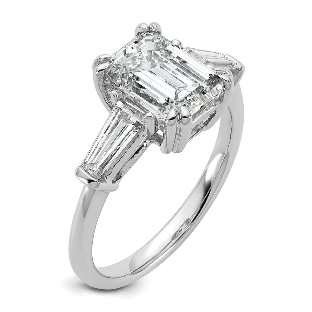14K Weißgold 7/8ct Im Labor Gezüchtet Diamant Vs+ F+ Smaragd Mittig Halbfassung Eng Ring