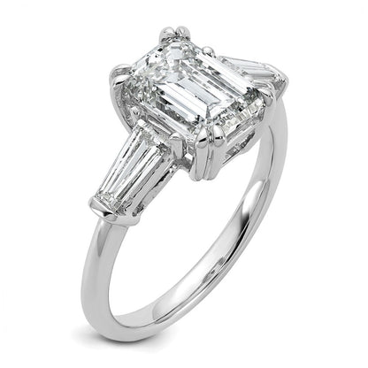 14K Weißgold 7/8ct Im Labor Gezüchtet Diamant Vs+ F+ Smaragd Mittig Halbfassung Eng Ring