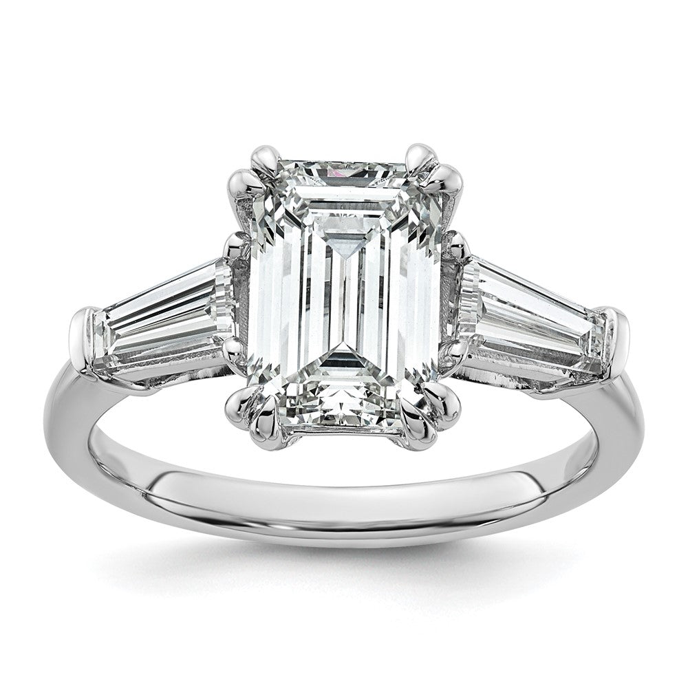 14K Weißgold 7/8ct Im Labor Gezüchtet Diamant Vs+ F+ Smaragd Mittig Halbfassung Eng Ring