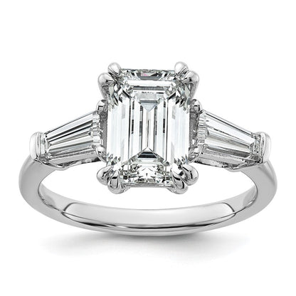 14K Weißgold 7/8ct Im Labor Gezüchtet Diamant Vs+ F+ Smaragd Mittig Halbfassung Eng Ring