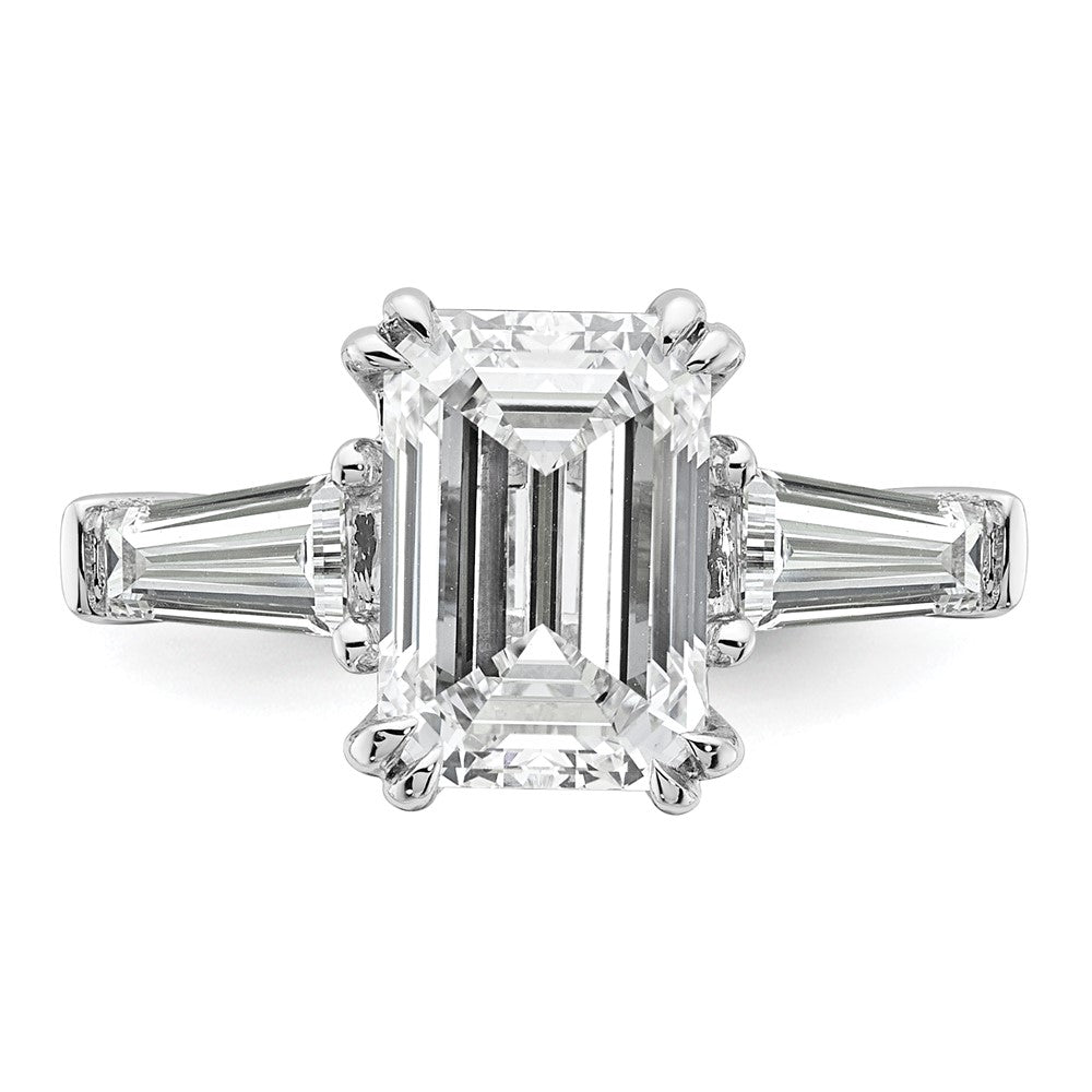 14K Weißgold 3/4ct Im Labor Gezüchtet Diamant Vs+ F+ Smaragd Mittig Halbfassung Eng Ring