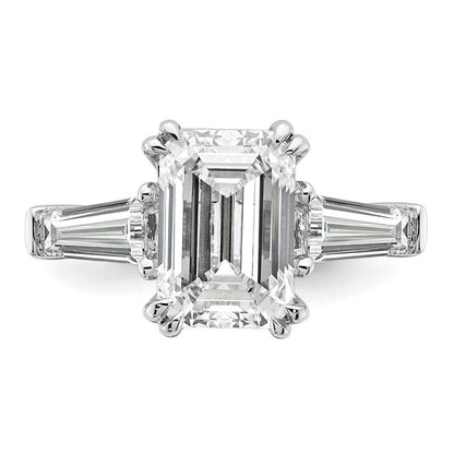 14K Weißgold 3/4ct Im Labor Gezüchtet Diamant Vs+ F+ Smaragd Mittig Halbfassung Eng Ring
