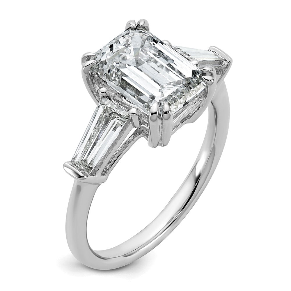 14K Weißgold 3/4ct Im Labor Gezüchtet Diamant Vs+ F+ Smaragd Mittig Halbfassung Eng Ring