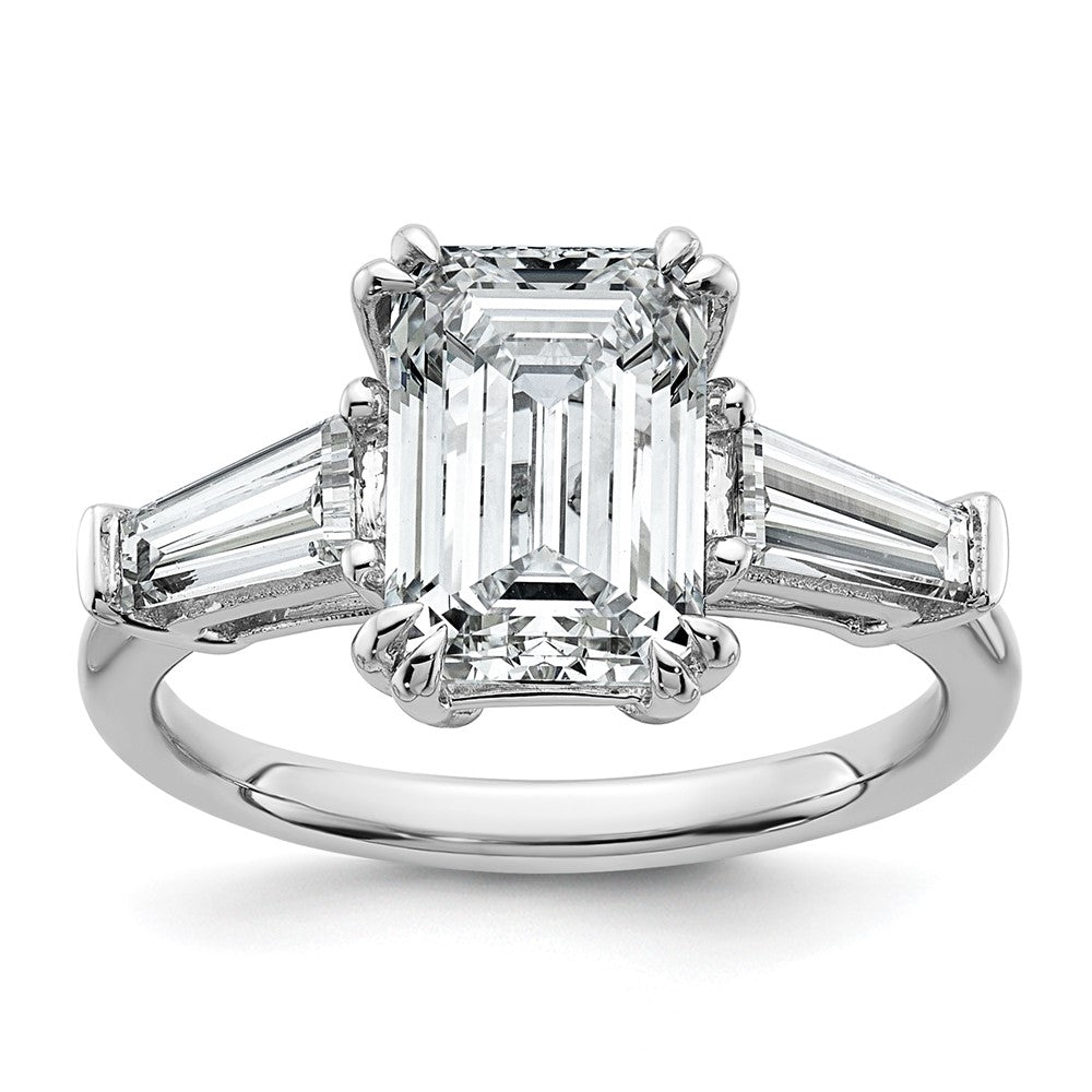 14K Weißgold 3/4ct Im Labor Gezüchtet Diamant Vs+ F+ Smaragd Mittig Halbfassung Eng Ring