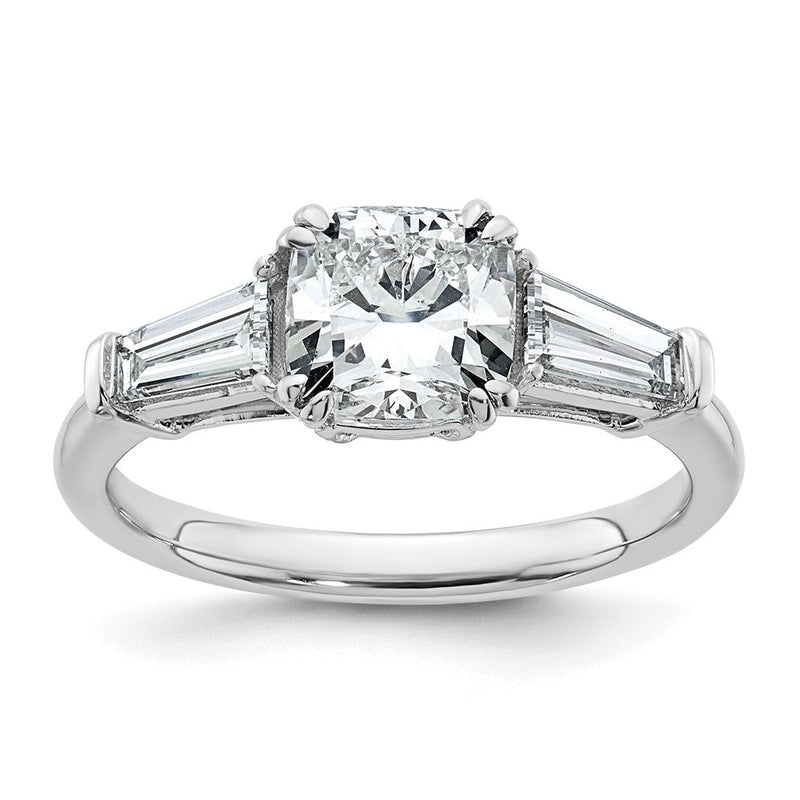 14K Weißgold 2 Karat Im Labor Gezüchtet Diamant Vs+ F+ Kissen und Verjüngt Baguette Komplett Dreistein Verlobungsring