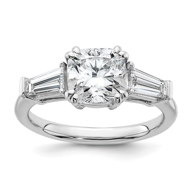 14K Weißgold 2 5/8 Karat Im Labor Gezüchtet Diamant Vs+ F+ Kissen und Verjüngt Baguette Komplett Dreistein Verlobungsring