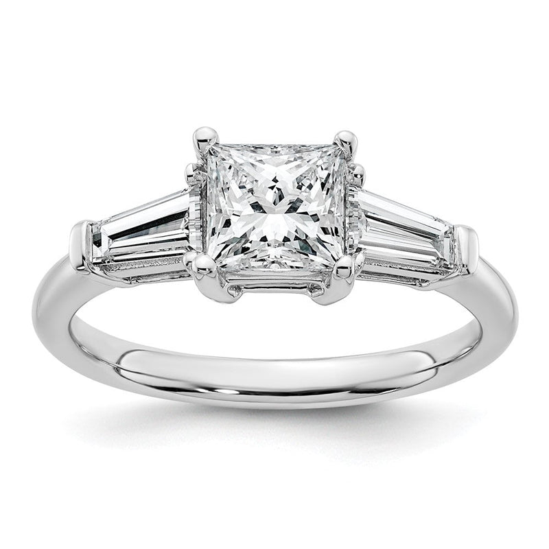 14K Weißgold 1/2 Karat Im Labor Gezüchtet Diamant Vs+ F+ Verjüngt Baguette 1 Karat Princess Mittig Halbfassung Dreistein Verlobungsring