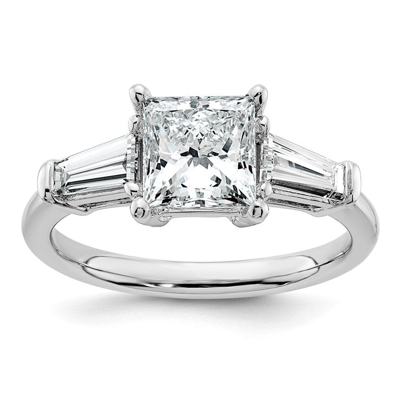 14K Weißgold 2 1/5 Karat Im Labor Gezüchtet Diamant Vs+ F+ Princess und Verjüngt Baguette Komplett Dreistein Verlobungsring