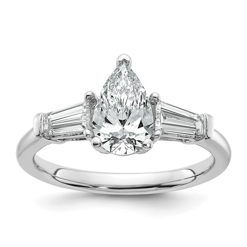 14K Weißgold 1/2 Karat Im Labor Gezüchtet Diamant Vs+ F+ Verjüngt Baguette 1 Karat Tropfen Mittig Halbfassung Verlobungsring