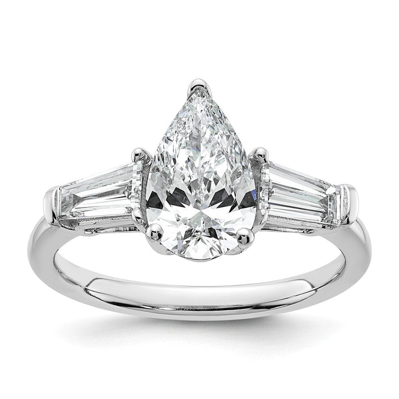 14K Weißgold 2 Karat Zertifiziert Im Labor Gezüchtet Diamant Vs+ F+ Tropfen und Verjüngt Baguette Komplett Verlobungsring