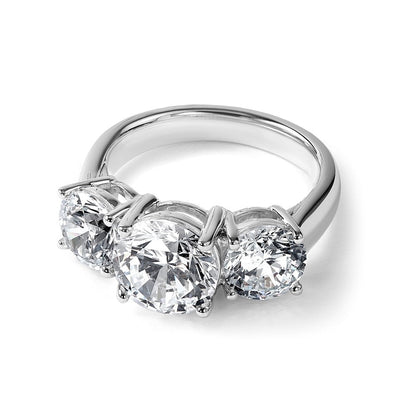 True Origin 14K Weißgold 5 Karat Im Labor Gezüchtet Diamant Vs+ F+ Komplett Rund Dreistein Ring