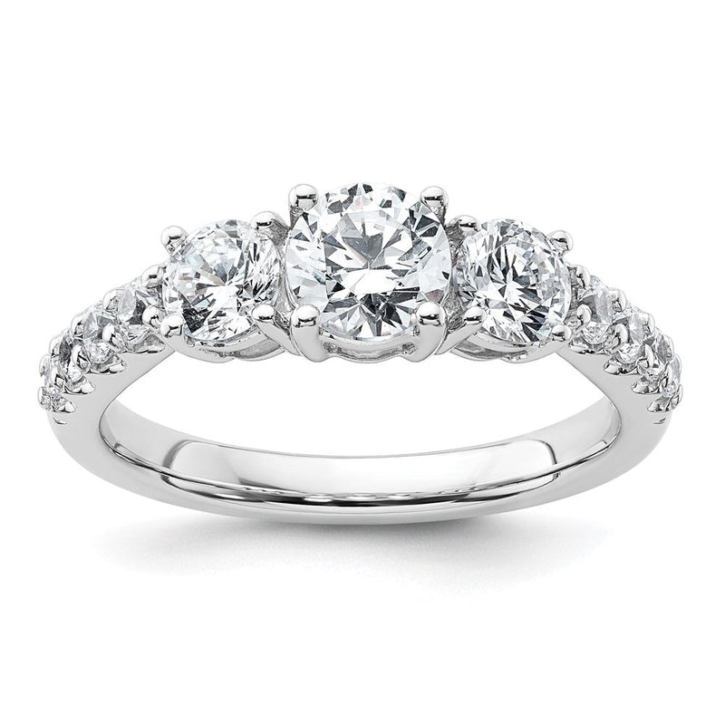True Origin 14K Weißgold 1 1/2 Karat Im Labor Gezüchtet Diamant Vs+ F+ Komplett Rund Dreistein Ring