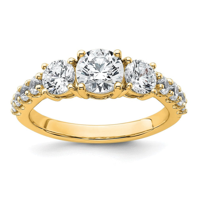 True Origin 14K Gelbgold 2 Karat Im Labor Gezüchtet Diamant Vs+ F+ Komplett Rund Dreistein Ring