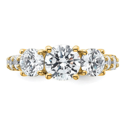 True Origin 14K Gelbgold 3 Karat Im Labor Gezüchtet Diamant Vs+ F+ Komplett Rund Dreistein Ring