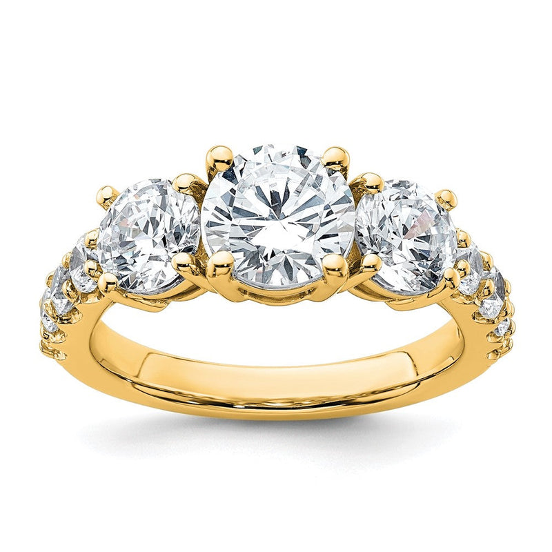 True Origin 14K Gelbgold 3 Karat Im Labor Gezüchtet Diamant Vs+ F+ Komplett Rund Dreistein Ring